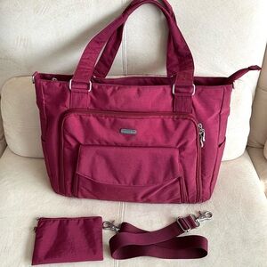 Baggallini Large Carryall Shoulder Bag, Trolley Sleeve |Work, Travel, Diaper Bag